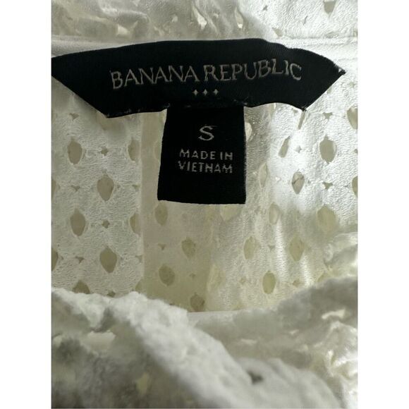 Banana Republic Bohemian Romantic TEXTURED EYELET BLOUSE White Size SP - Picture 4 of 12